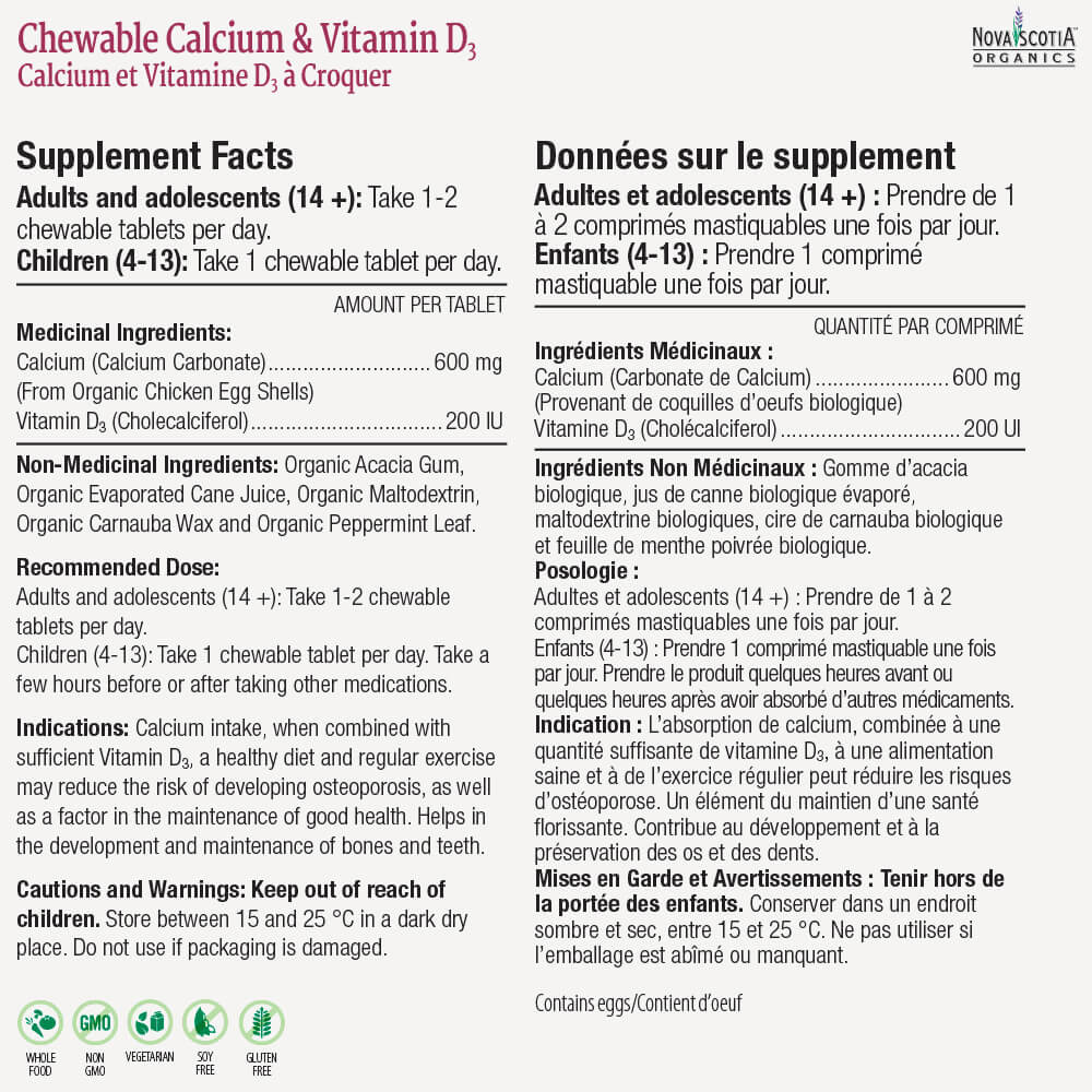 Chewable Calcium & Vitamin D3 nutritional information