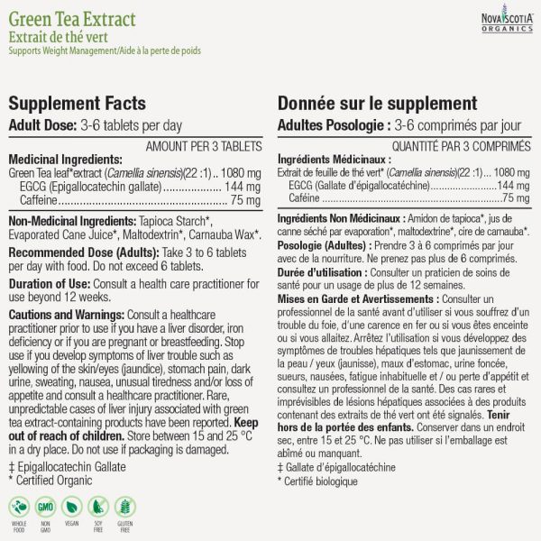 Green Tea Extract nutritional information