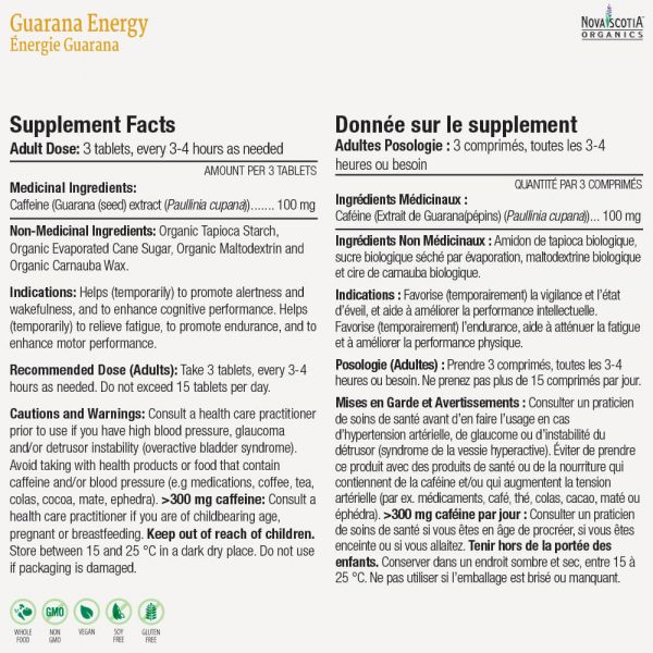 Guarana Energy nutritional information