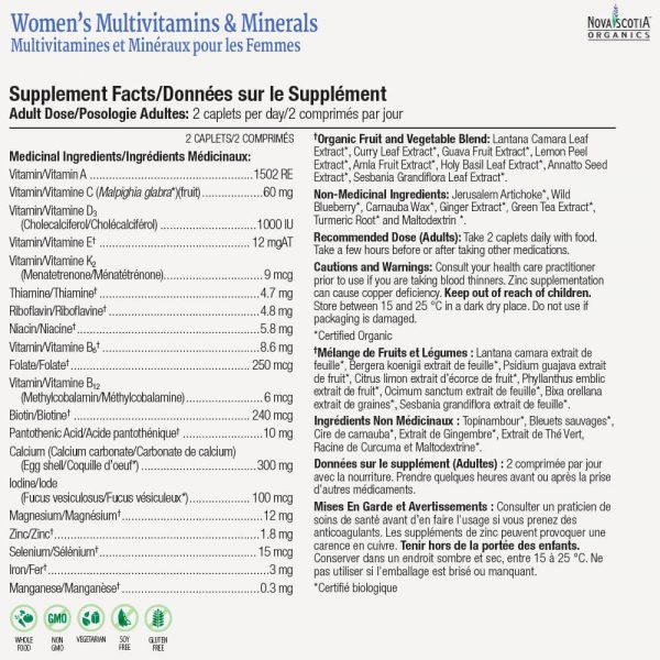 Women's Multivitamins nutritional information